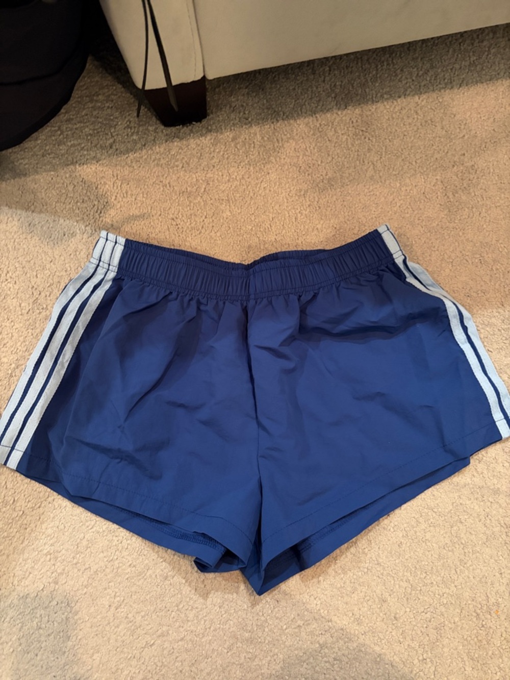 Women's Athletic Blue Running Shorts with Side Stripes